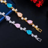 ThreeGraces Multicolor Zircon Water Drop CZ Bracelet BR216