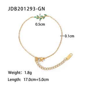 Uworld CZ Steel Bracelet for Women Thin Chain Bangle Golden Wrist Jewelry Gift