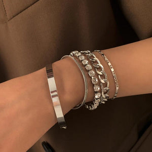 Geometric Rhinestone Bracelet Set Retro Party Jewelry