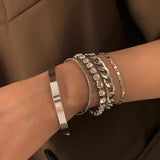 Geometric Rhinestone Bracelet Set Retro Party Jewelry
