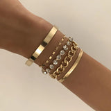 Geometric Rhinestone Bracelet Set Retro Party Jewelry