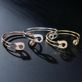 CZ Stone Crystal Paper Clip Bangles Bracelets Wedding Jewelry