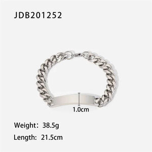 Youthway Stainless Steel Bracelet Cuban Link Chain Titanium Strip
