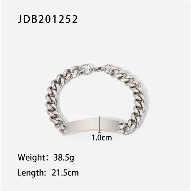 Youthway Stainless Steel Bracelet Cuban Link Chain Titanium Strip