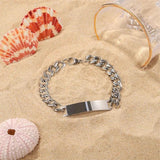 Youthway Stainless Steel Bracelet Cuban Link Chain Titanium Strip