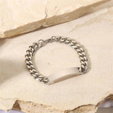 Youthway Stainless Steel Bracelet Cuban Link Chain Titanium Strip