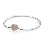Paylor CZ Heart Button Snake Chain DIY Charm Bracelet 3mm