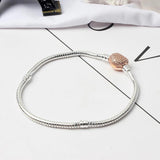 Paylor CZ Heart Button Snake Chain DIY Charm Bracelet 3mm