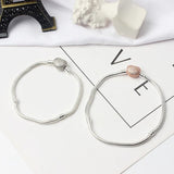 Paylor CZ Heart Button Snake Chain DIY Charm Bracelet 3mm
