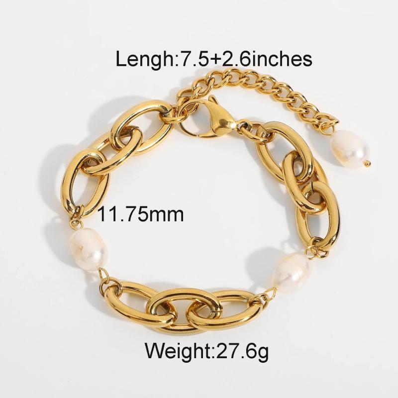18K Plated Stainless Steel Baroque Freshwater Bracelets For Women