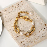18K Plated Stainless Steel Baroque Freshwater Bracelets For Women