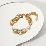 18K Plated Stainless Steel Baroque Freshwater Bracelets For Women