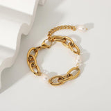 18K Plated Stainless Steel Baroque Freshwater Bracelets For Women