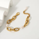 18K Plated Stainless Steel Baroque Freshwater Bracelets For Women