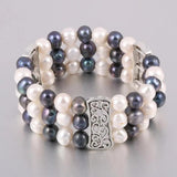 8-9mm Pearl Three-row Bracelet Zinc Alloy Gift Chain Length