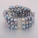 8-9mm Pearl Three-row Bracelet Zinc Alloy Gift Chain Length