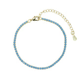 Colorful CZ Tennis Bracelet Turquoises Stone Paved Hand Jewelry