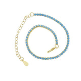 Colorful CZ Tennis Bracelet Turquoises Stone Paved Hand Jewelry