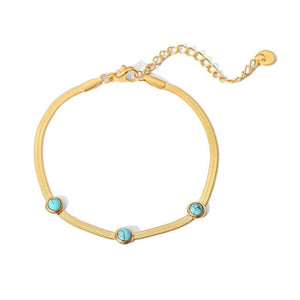 Youthway Green Stone Snake Chain Bracelet 18K Charm Jewelry