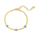 Youthway Green Stone Snake Chain Bracelet 18K Charm Jewelry