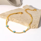 Youthway Green Stone Snake Chain Bracelet 18K Charm Jewelry