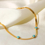 Youthway Green Stone Snake Chain Bracelet 18K Charm Jewelry