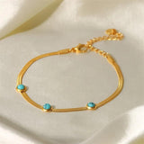 Youthway Green Stone Snake Chain Bracelet 18K Charm Jewelry