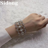 Rhinestone Crystal Bracelet for Women Round Bridal Wedding Accessories