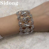 Rhinestone Crystal Bracelet for Women Round Bridal Wedding Accessories