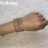 Rhinestone Crystal Bracelet for Women Round Bridal Wedding Accessories
