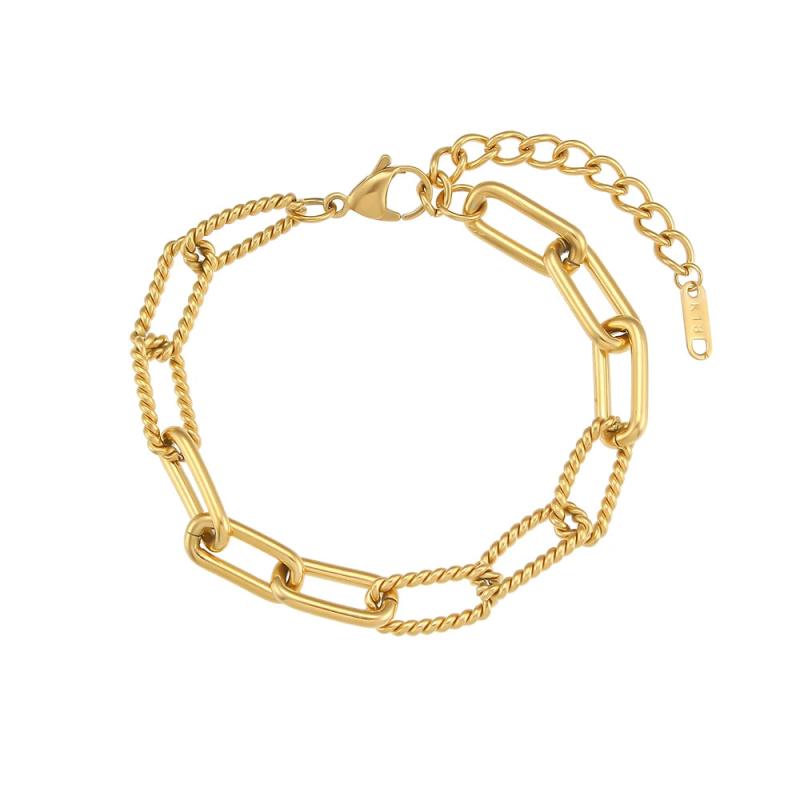 Vintage Twisted Chain Bracelet 18K Plated Stainless Steel Party Jewelry
