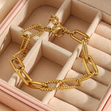 Vintage Twisted Chain Bracelet 18K Plated Stainless Steel Party Jewelry