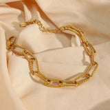 Vintage Twisted Chain Bracelet 18K Plated Stainless Steel Party Jewelry