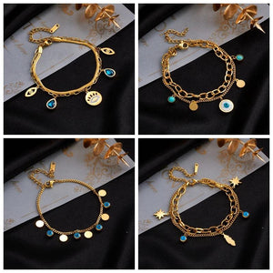 316L Stainless Steel Bracelet for Women Smile Face Heart Shape Butterfly Female