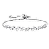 Leaf CZ Adjustable Bridal Wedding Tennis Bracelet