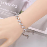 Leaf CZ Adjustable Bridal Wedding Tennis Bracelet