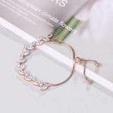 Leaf CZ Adjustable Bridal Wedding Tennis Bracelet