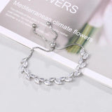Leaf CZ Adjustable Bridal Wedding Tennis Bracelet