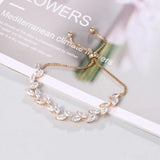 Leaf CZ Adjustable Bridal Wedding Tennis Bracelet