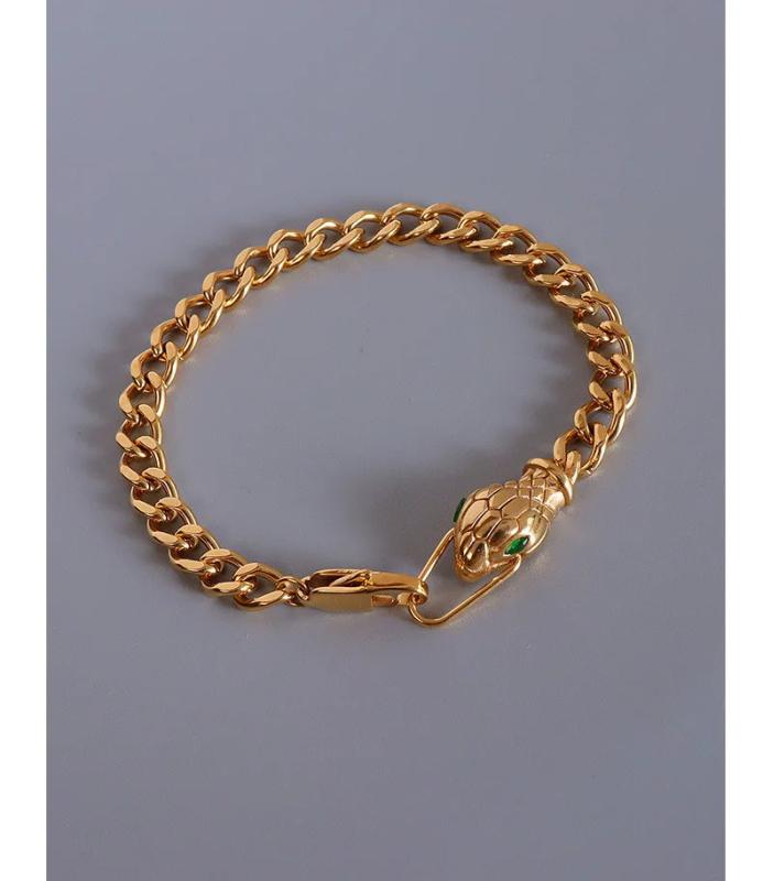 Stainless Steel Chain Bracelet Women Cuff Crystal Snake Bague Jewelry