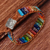 Multicolor Natural Stones Leather Beaded Bracelet