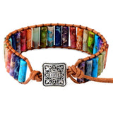 Multicolor Natural Stones Leather Beaded Bracelet