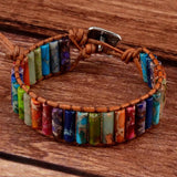 Multicolor Natural Stones Leather Beaded Bracelet