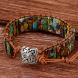 Multicolor Natural Stones Leather Beaded Bracelet