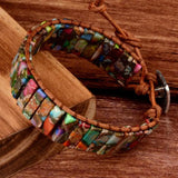 Multicolor Natural Stones Leather Beaded Bracelet