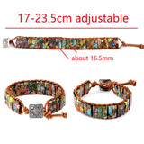 Multicolor Natural Stones Leather Beaded Bracelet