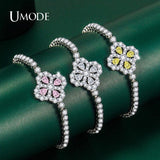 Multicolor Four-Leaf CZ Bracelet for Women Wedding Jewelry