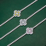 Multicolor Four-Leaf CZ Bracelet for Women Wedding Jewelry
