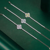 Multicolor Four-Leaf CZ Bracelet for Women Wedding Jewelry
