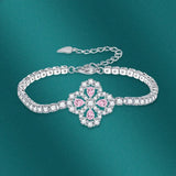 Multicolor Four-Leaf CZ Bracelet for Women Wedding Jewelry